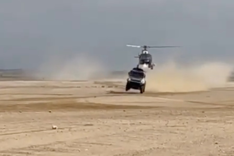 КАМАЗ 501 момент столкновения с вертолетом в воздухе